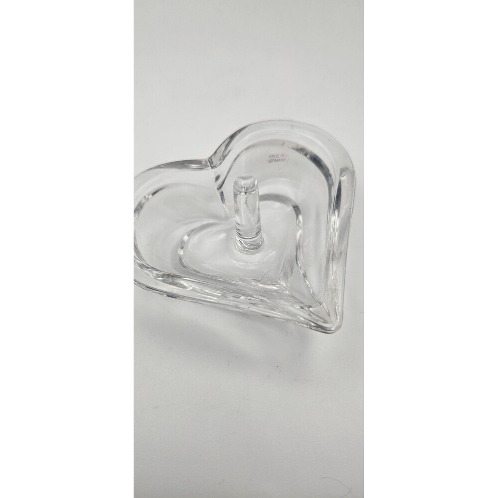Vintage German Cottagecore Glass Heart-Shaped Glass Ring Holder Dish